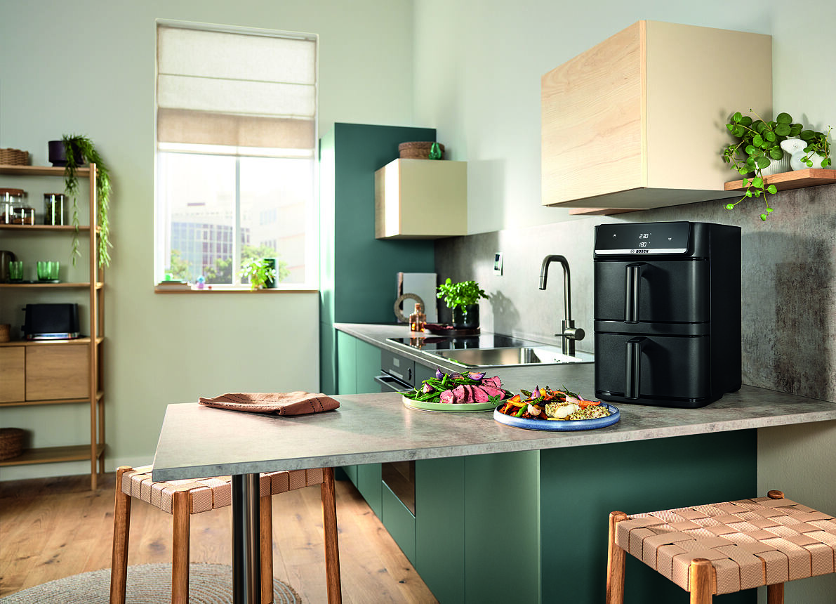 Frittierspaß hoch zwei: Der neue Air Fryer Serie 6 Double Stack bietet mit zwei Schubladen extra viel Platz