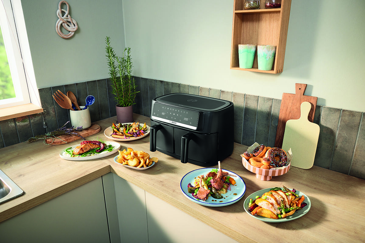 Neue Platzwunder für die große Familienküche: Die Bosch Air Fryer Serie 4 Double Drawer und Double Flex bieten extra viel Platz