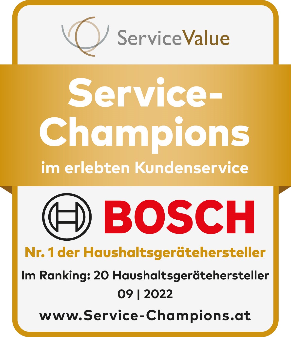 Bosch Hausgeräte ist Service Champion 2022 mit bestem Kundenservice in Österreich